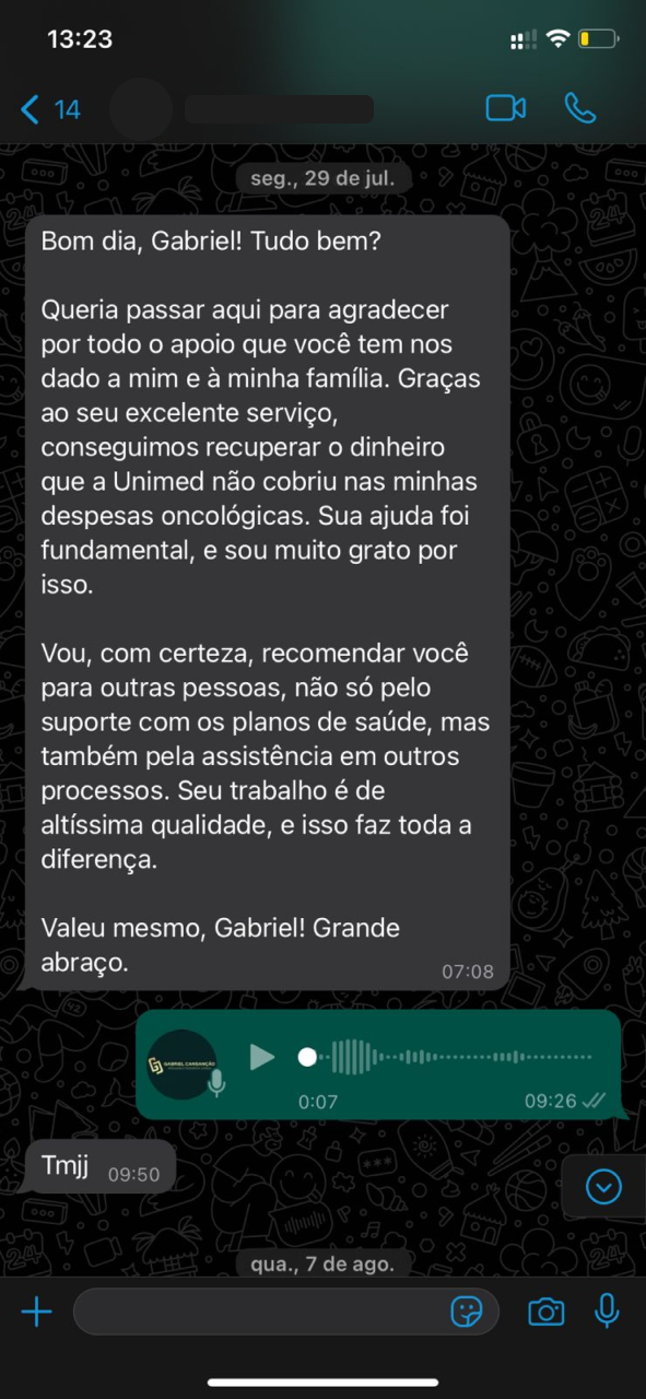 imagem de depoimento através de aplicativo de mensagem