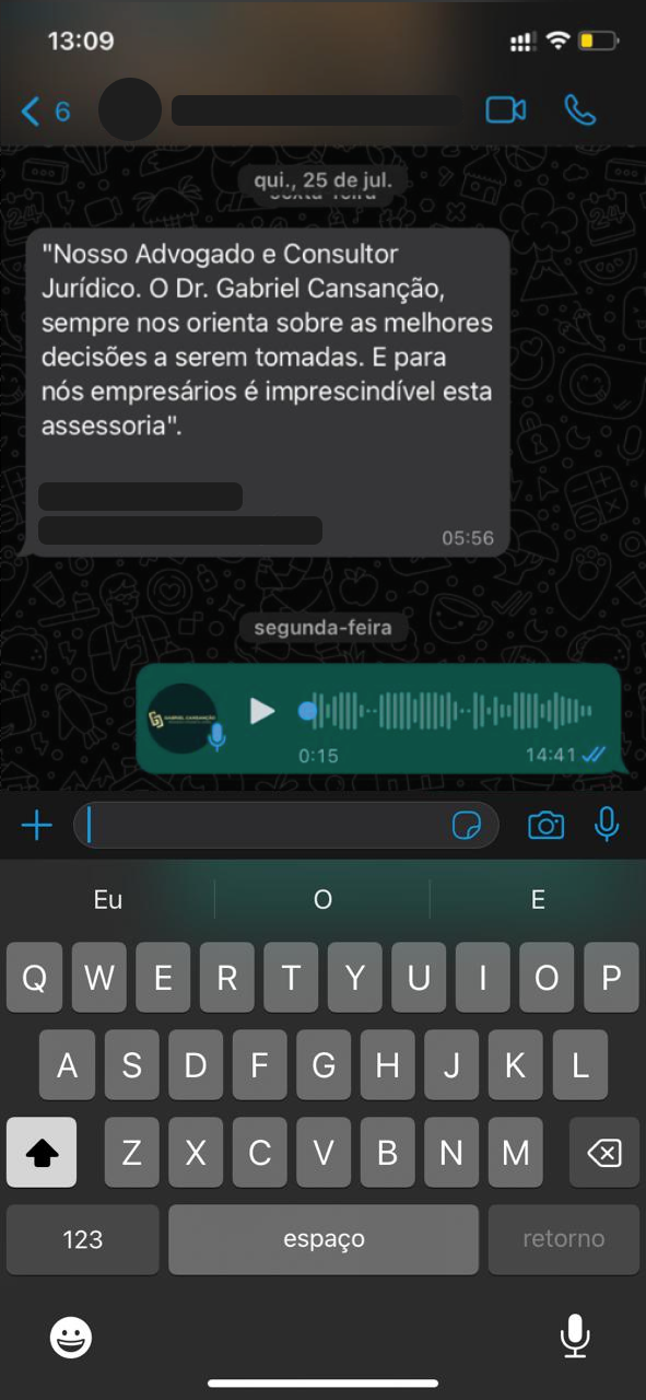 imagem de depoimento através de aplicativo de mensagem