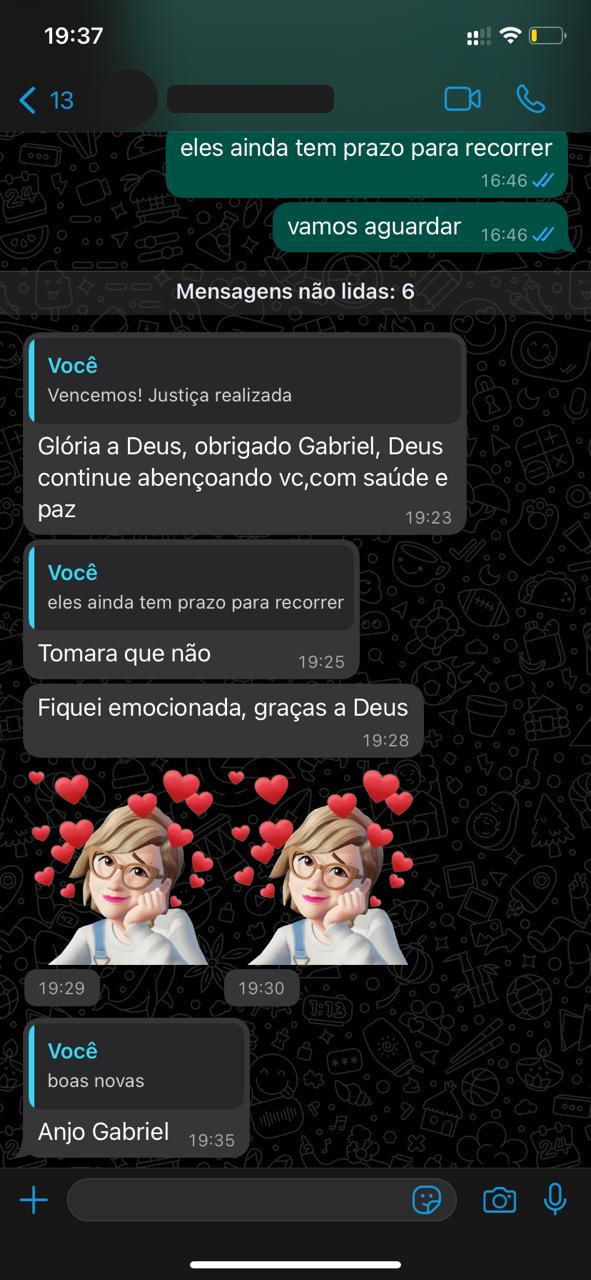 imagem de depoimento através de aplicativo de mensagem